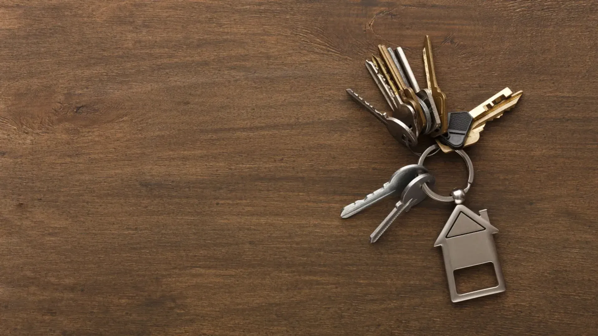 A set of keys for a rental property.